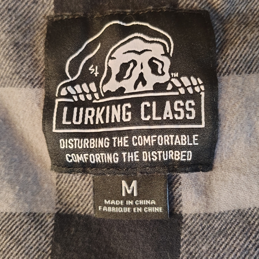 Lurking Class Black and Gray Checkered Cropped Hoodie With Skull Spiders Size M - Picture 10 of 10